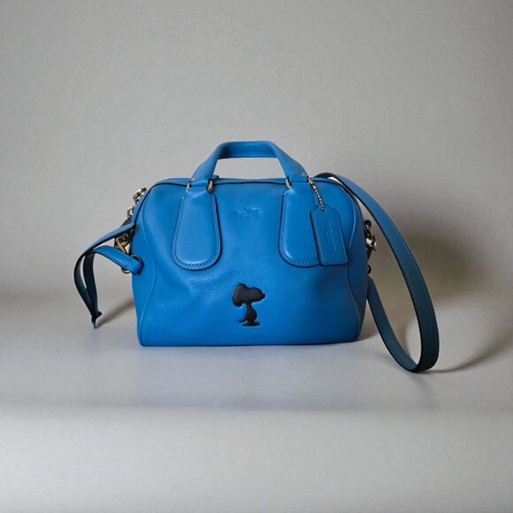 Coach x Peanuts Snoopy Limited Edition Mini Surrey Satchel Bag Blue Leather 3643 - Picture 1 of 16